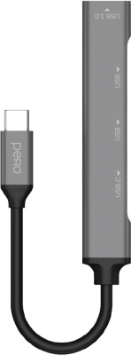 USB-хаб Pero MH03 USB-C + USB / USB-C Серый