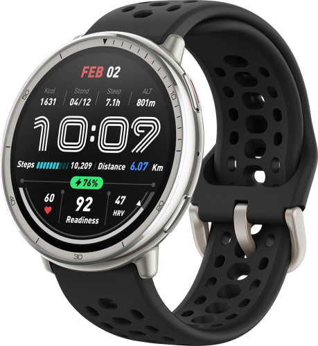 Умные часы Amazfit Active 2R Серебристые, с чёрным ремешком