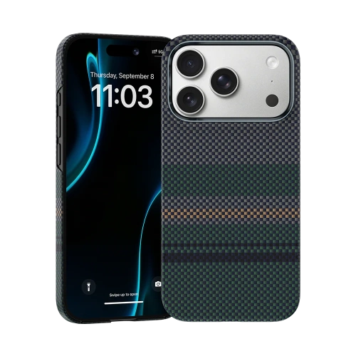 Чехол-накладка Benks ArmorAir Aurora для iPhone 17 Pro кевлар (сине-зеленый)