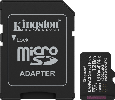 Карта памяти Kingston Canvas Select Plus microSDXC UHS-I 128 ГБ с адаптером