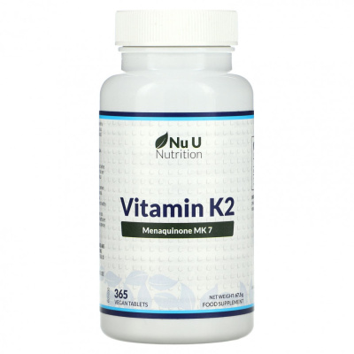 Nu U Nutrition, Витамин K2, 365 растительных таблеток