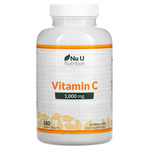Nu U Nutrition, Витамин С, 1000 мг, 180 таблеток растительного происхождения