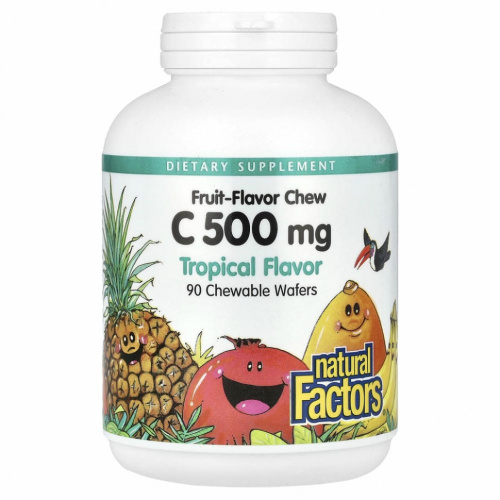 Natural Factors, Vitamin C, Tropical , 500 mg , 90 Chewable Wafers