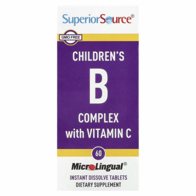Superior Source, комплекс витаминов группы B и витамина C для детей, 60 быстрорастворимых таблеток MicroLingual