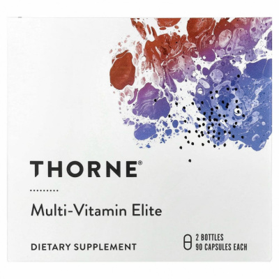 Thorne Research, Multi-Vitamin Elite, мультивитамины для приема утром и вечером, 2 флакона, по 90 капсул