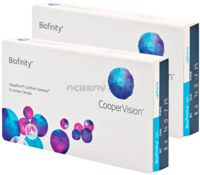 Контактные линзы Biofinity 12 линз (2 упаковки по 6 линз)