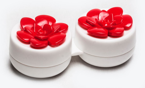 Контейнер для линз Camellia красный