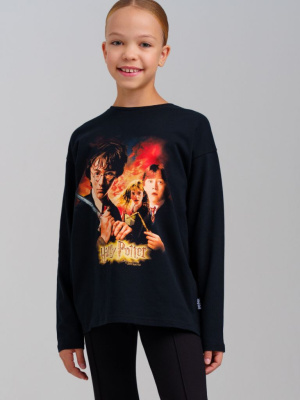 Фуфайка трикотажная для девочек (футболка с длинными рукавами)