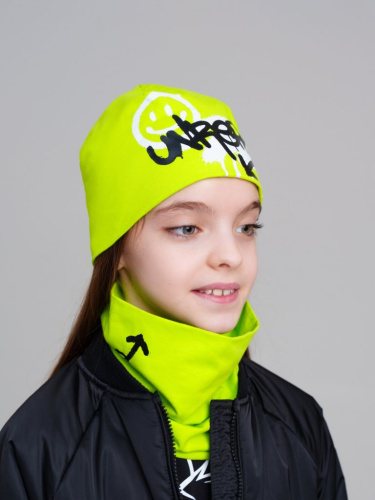 Комплект трикотажный для девочек: шапка, снуд