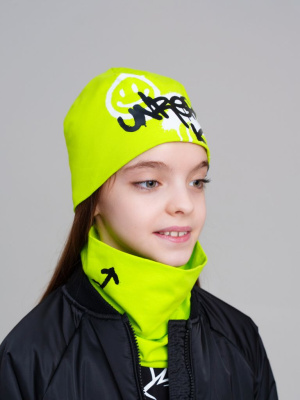 Комплект трикотажный для девочек: шапка, снуд