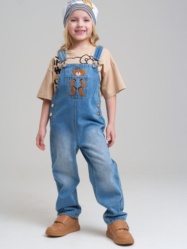 Полукомбинезон текстильный джинсовый для девочек