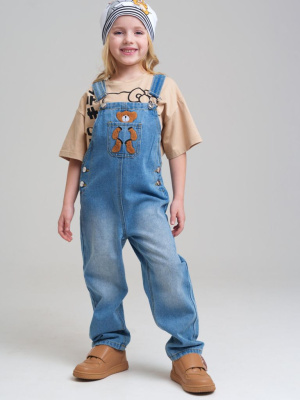 Полукомбинезон текстильный джинсовый для девочек