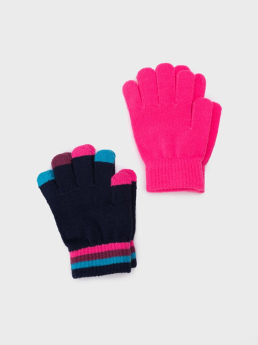 Перчатки трикотажные для девочек, 2 пары в комплекте