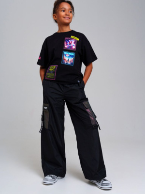 Брюки текстильные с полиуретановым покрытием для девочек