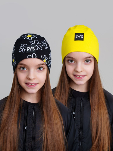 Шапка трикотажная для девочек, 2 шт в комплекте