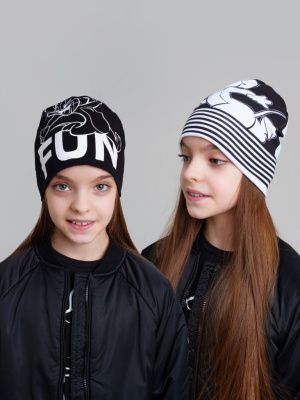 Шапка трикотажная для девочек, 2 шт в комплекте