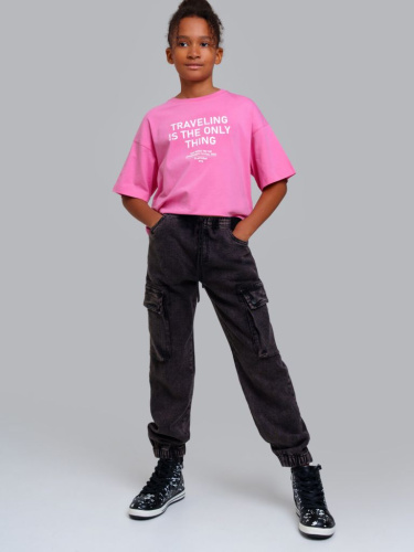 Брюки текстильные джинсовые для девочек