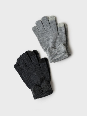 Перчатки трикотажные для девочек, 2 пары в комплекте