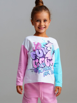Фуфайка трикотажная для девочек (футболка с длинными рукавами)
