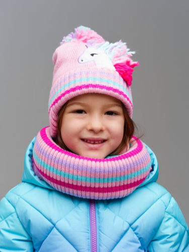 Комплект трикотажный для девочек: шапка, снуд