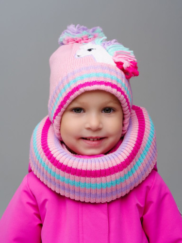 Комплект детский трикотажный для девочек: шапка, снуд
