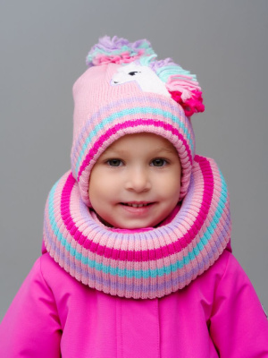 Комплект детский трикотажный для девочек: шапка, снуд
