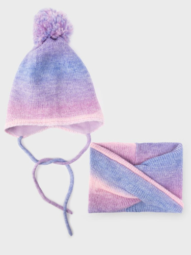 Комплект трикотажный для девочек: шапка, снуд