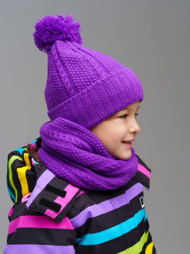 Комплект трикотажный для девочек: шапка, снуд