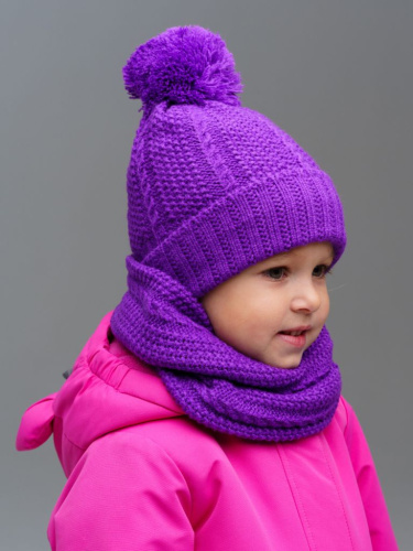 Комплект детский трикотажный для девочек: шапка, снуд