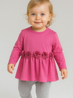 Джемпер детский трикотажный для девочек (футболка с длинными рукавами)