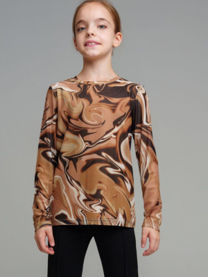 Фуфайка трикотажная для девочек (футболка с длинными рукавами)