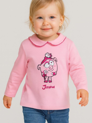 Фуфайка детская трикотажная для девочек (футболка с длинными рукавами)