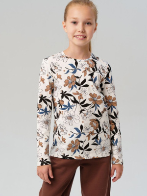 Фуфайка трикотажная для девочек (футболка с длинными рукавами)