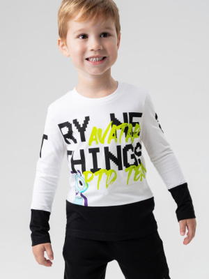 Фуфайка трикотажная для мальчиков (футболка с длинными рукавами)