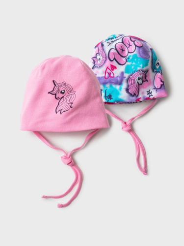 Шапка детская трикотажная для девочек, 2 шт в комплекте