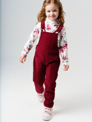 Полукомбинезон текстильный утепленный флисом для девочек