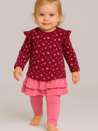 Комплект детский трикотажный для девочек: фуфайка (футболка с длинными рукавами), брюки (легинсы)