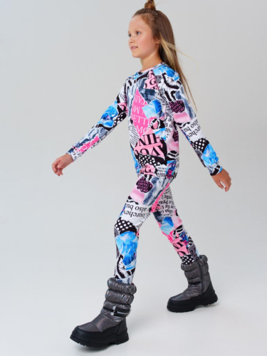 Термокомплект трикот. для девочек: фуфайка (футболка) с длин. рук, брюки для эпизод. использования