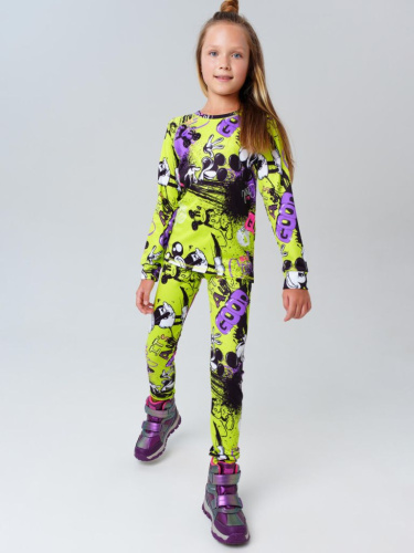Термокомплект трикот. для девочек: фуфайка (футболка) с длин. рук, брюки для эпизод. использования