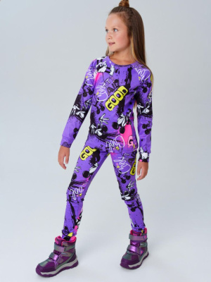 Термокомплект трикот. для девочек: фуфайка (футболка) с длин. рук, брюки для эпизод. использования