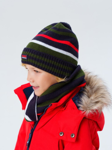 Комплект трикотажный для мальчиков: шапка, снуд