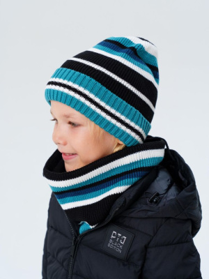 Комплект трикотажный для мальчиков: шапка, снуд