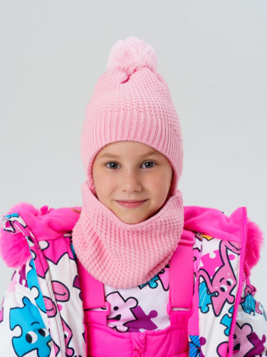 Комплект трикотажный для девочек: шапка, снуд