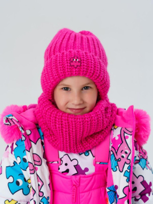 Комплект трикотажный для девочек: шапка, снуд