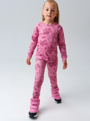 Термокомплект трикот. для девочек: фуфайка (футболка) с длин. рук, брюки для эпизод. использования