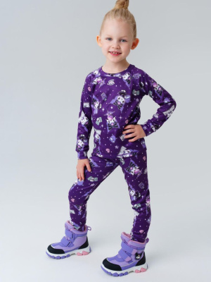 Термокомплект трикот. для девочек: фуфайка (футболка) с длин. рук, брюки для эпизод. использования