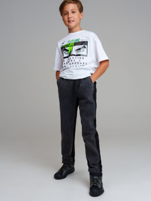 Брюки текстильные джинсовые утепленные флисом для мальчиков