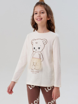 Фуфайка трикотажная для девочек (футболка с длинными рукавами)