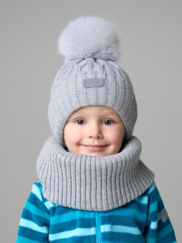 Комплект детский трикотажный для мальчиков: шапка, снуд