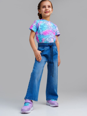 Брюки текстильные джинсовые для девочек